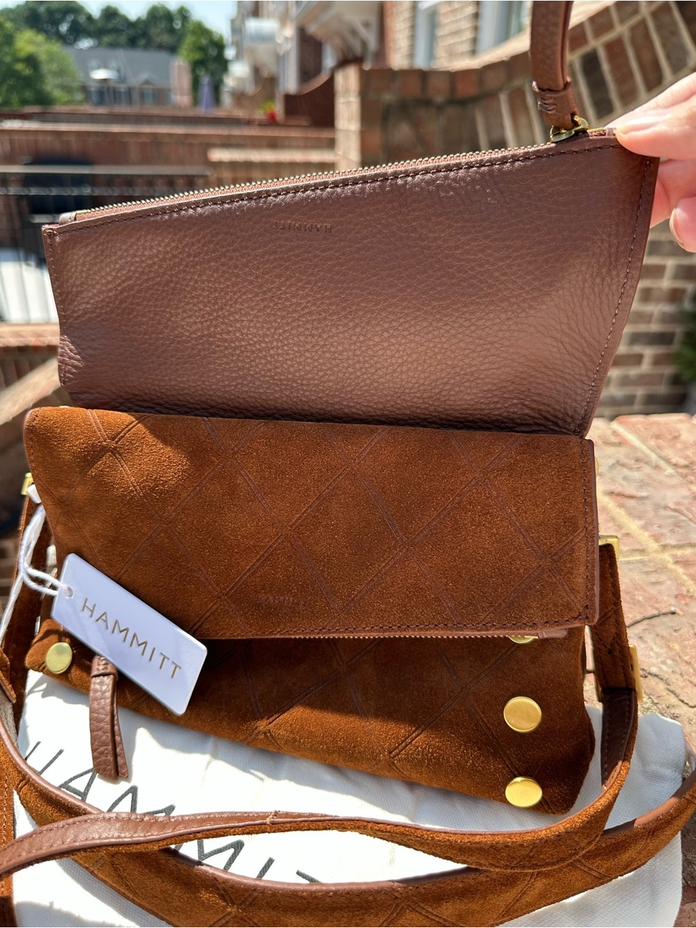 Hammitt Women’s Suede Crossbody Bag, Dillon Small, chocolate. NWT - Picture 7 of 16